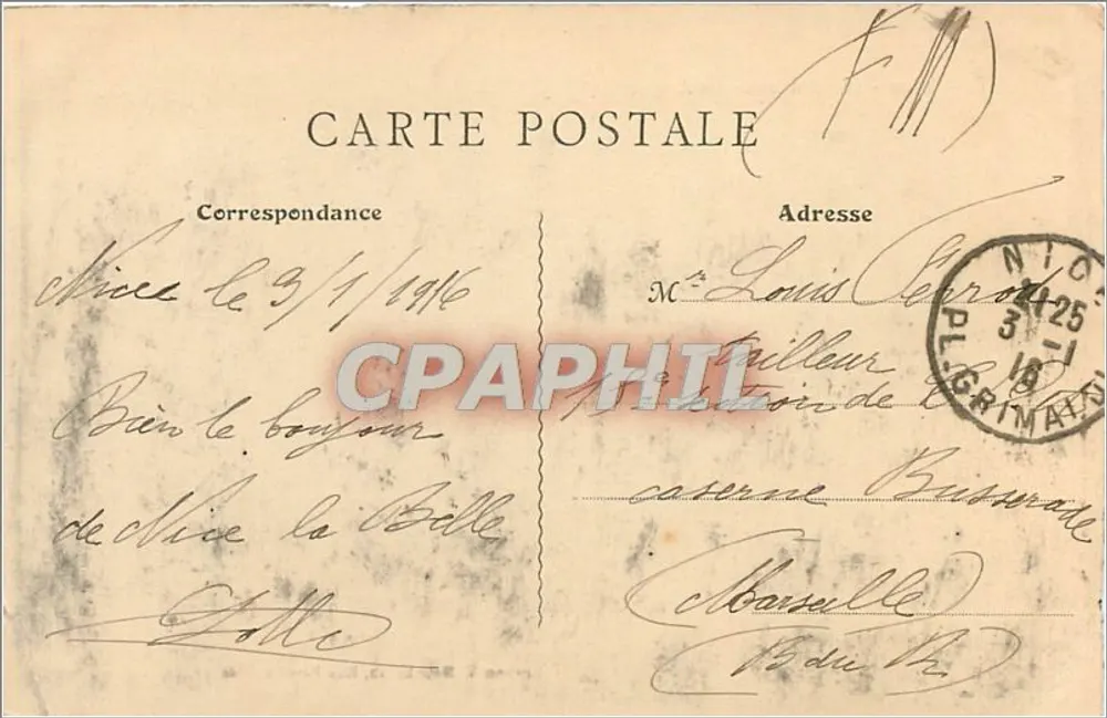Nice - De Promenade des Anglais — Editie V. Mouska, 12 Rue Paradis, Nice - Achterkant