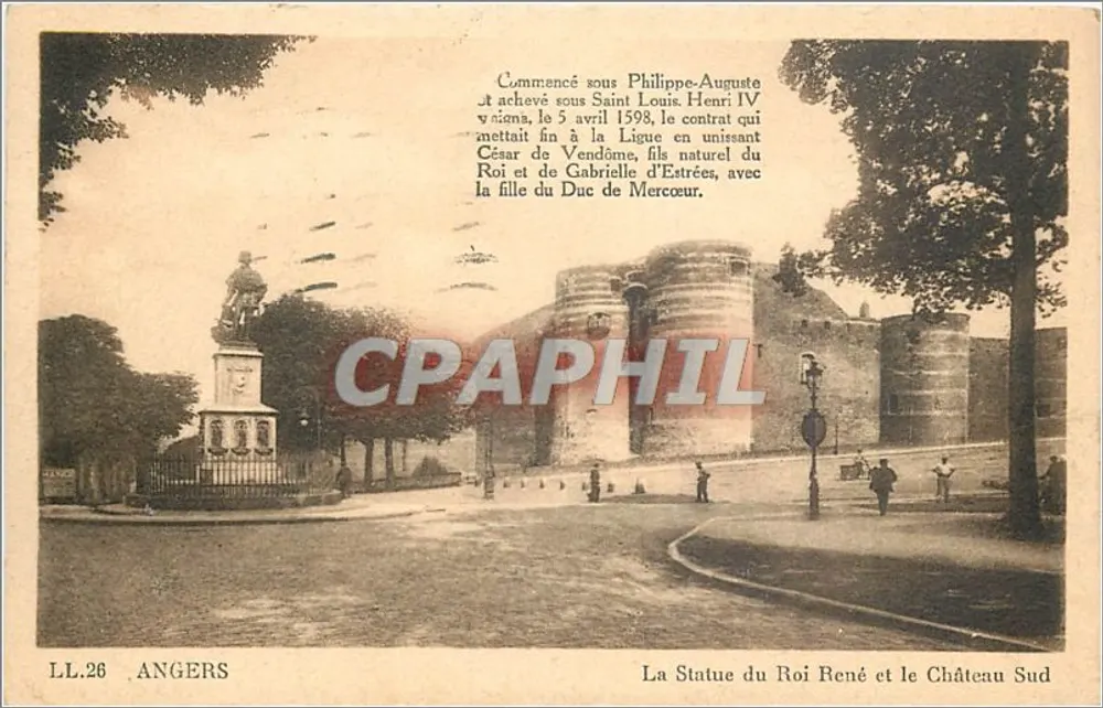 La Statue du Roi René et le Château Sud — Angers — LL.26 - Recto