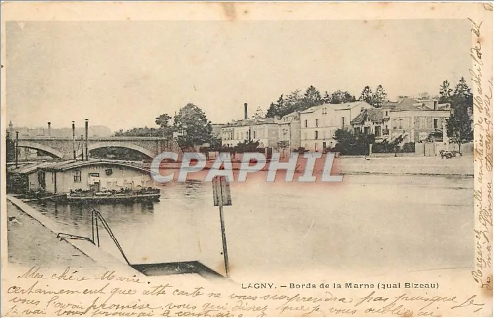 Lagny — Margini della Marne (molo Bizeau) — editore non identificato - Recto