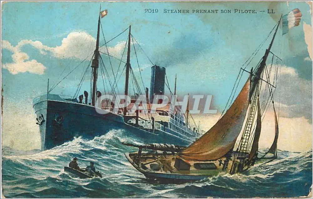 Embarcação pegando seu piloto — LL Paris — n° 2019 - Frente