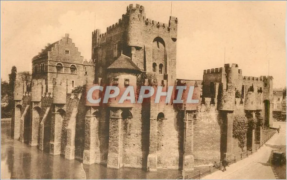Gent, Castillo de los Condes — Vista del Pequeño Gewad — Editor Eru. Thill, Bruselas - Anverso