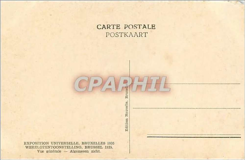 Weltausstellung Brüssel 1935 — Allgemeiner Blick — Édition Nouvelle - Rückseite