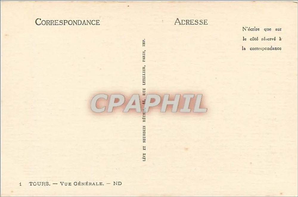 Tours — Vista Geral — Lévy & Neurdelin, Paris - Verso