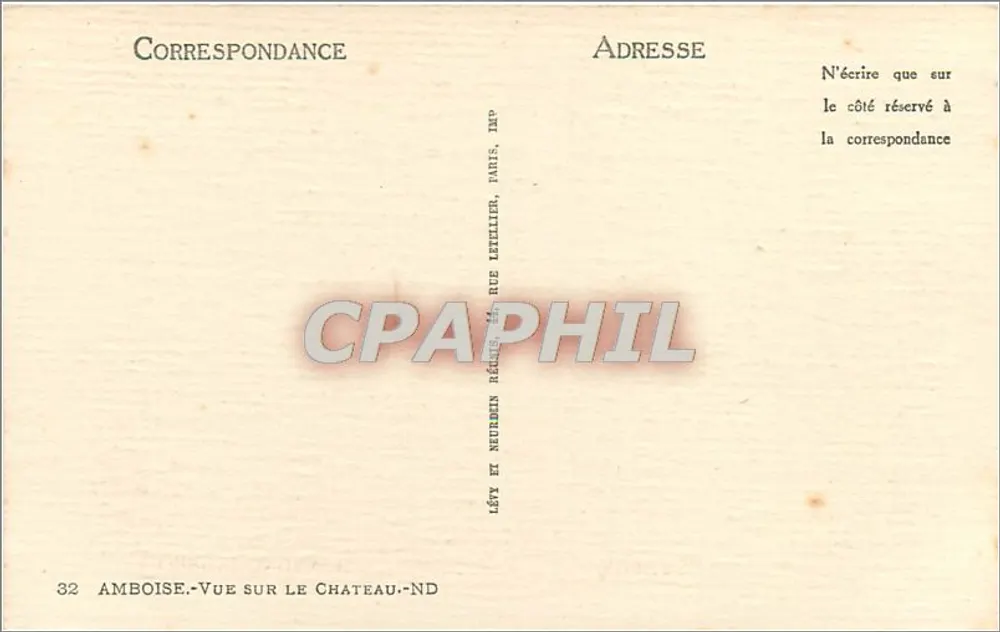 Amboise — Vista sobre o castelo — Lévy e Neurmin Réalis, Paris - Verso
