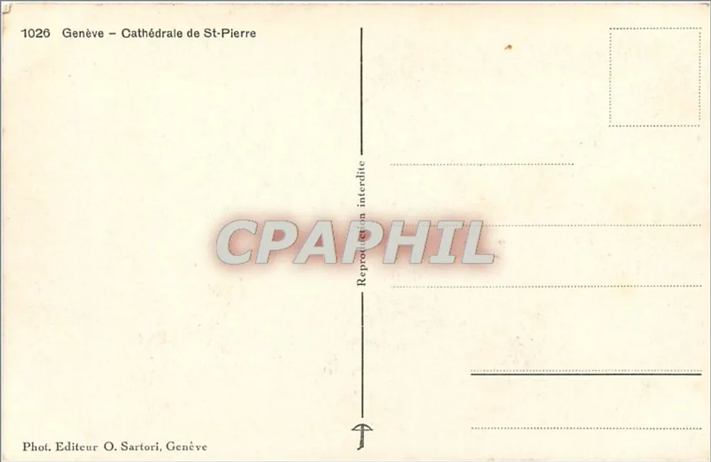 Genebra — Catedral de São Pedro — Editor O. Sartori, Genebra - Verso