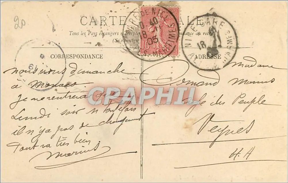 O Rocher de MONACO — LL. — CRAPHIL - Verso