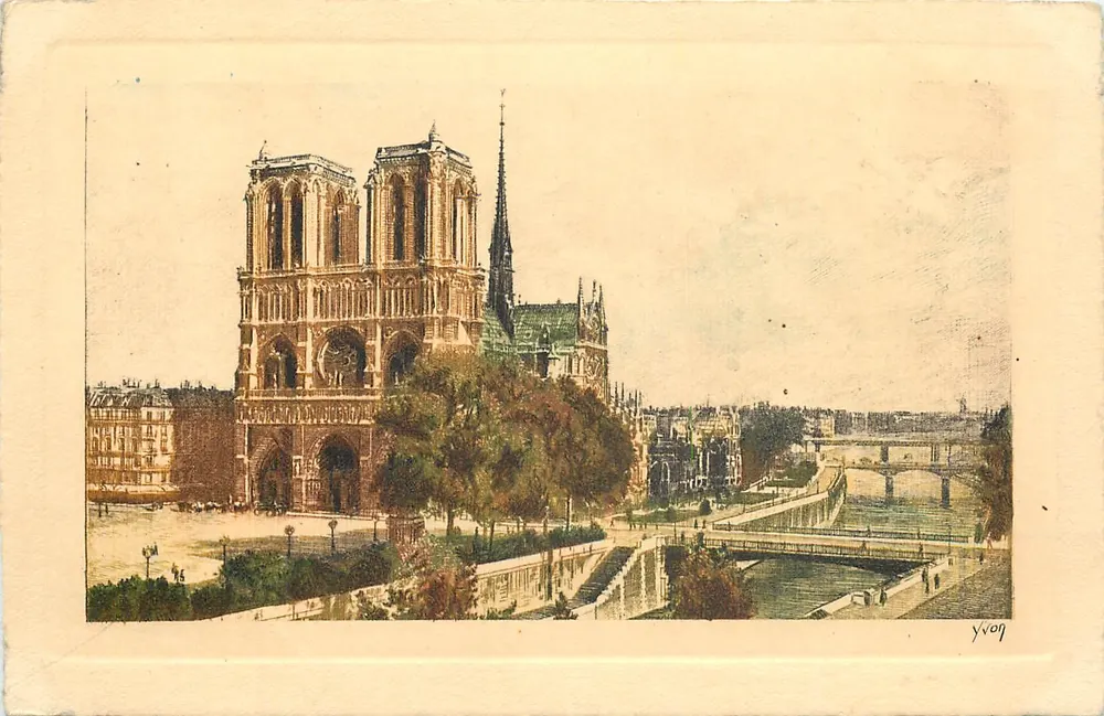 Nossa Senhora de Paris — vista da catedral e do rio — Edições de Arte YVON - Frente