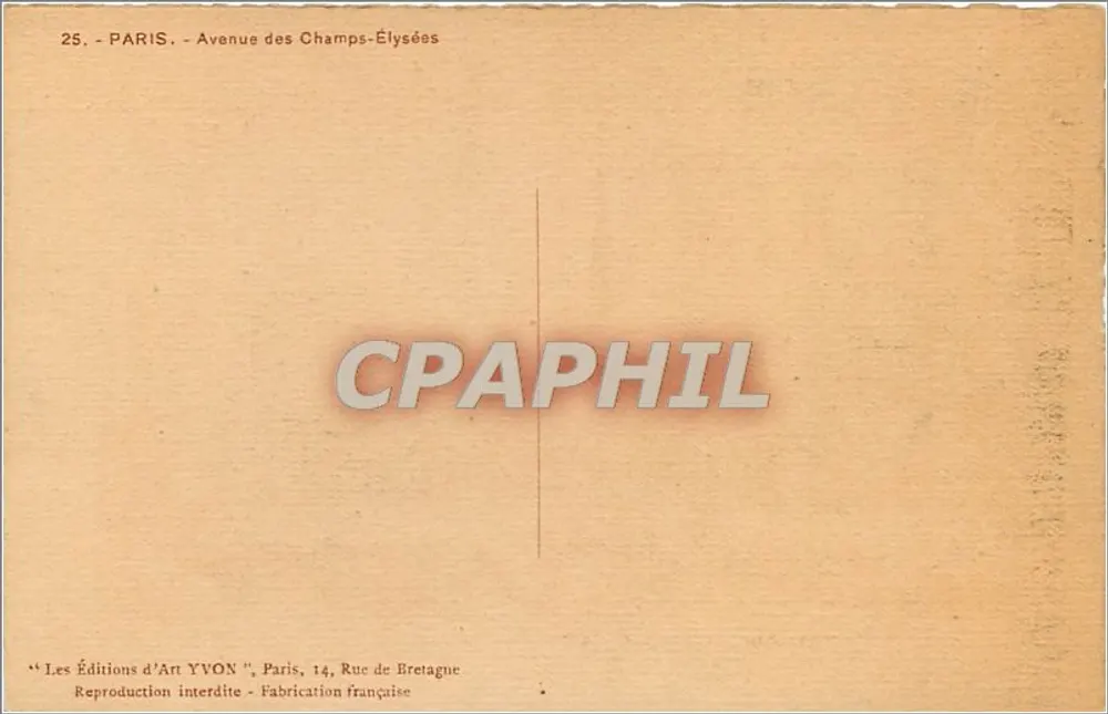 Avenida dos Campos-Élisée — Paris — Edições de Arte YVON - Verso