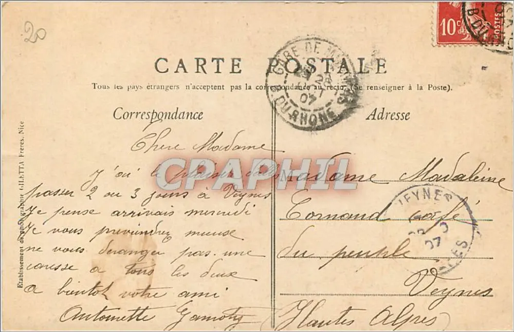 Monte-Carlo — Das Casino und die Gärten — Les Boulingrins — Édition Giletta, photo., Nice - Rückseite