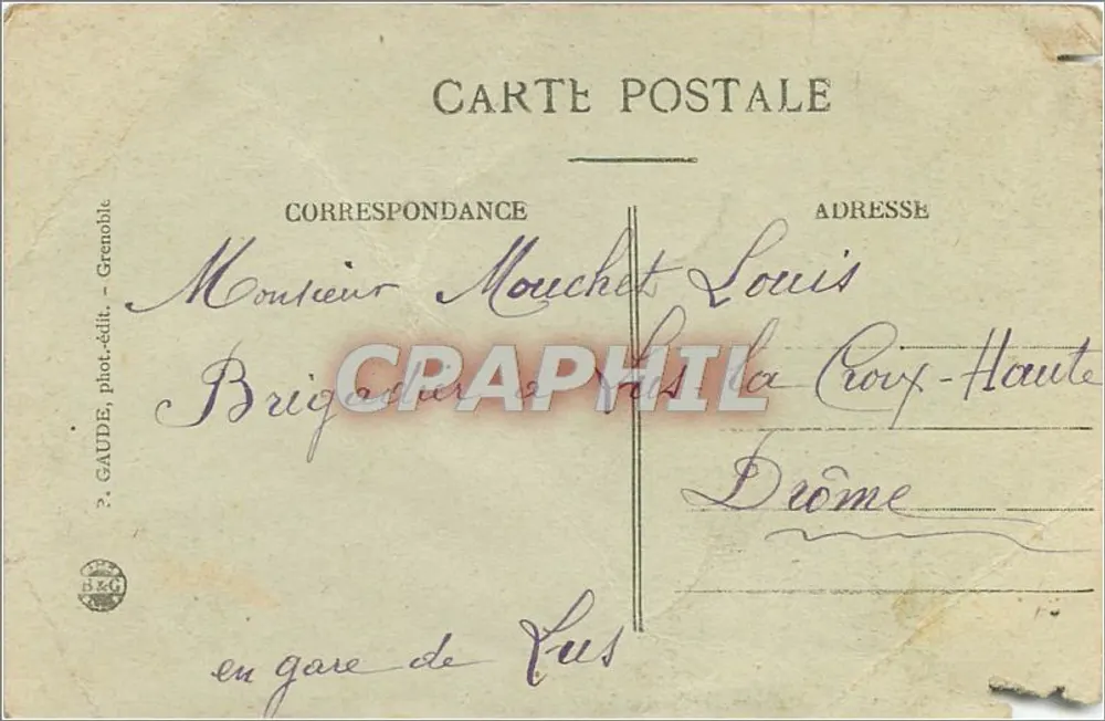 Grenoble — vue panoramique et scènes locales — éditeur P. GAUDE, phot.-édit. - Grenoble, n° 801 - Verso