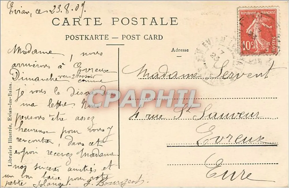 Evián-les-Bains — Vista geral — Librairie Illustrée - Verso