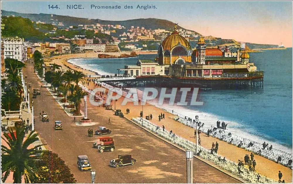 Nice. Promenade dos Ingleses — vista da promenade e do cassino — série 144, editada por Les Plus Beaux Sites de France - Frente