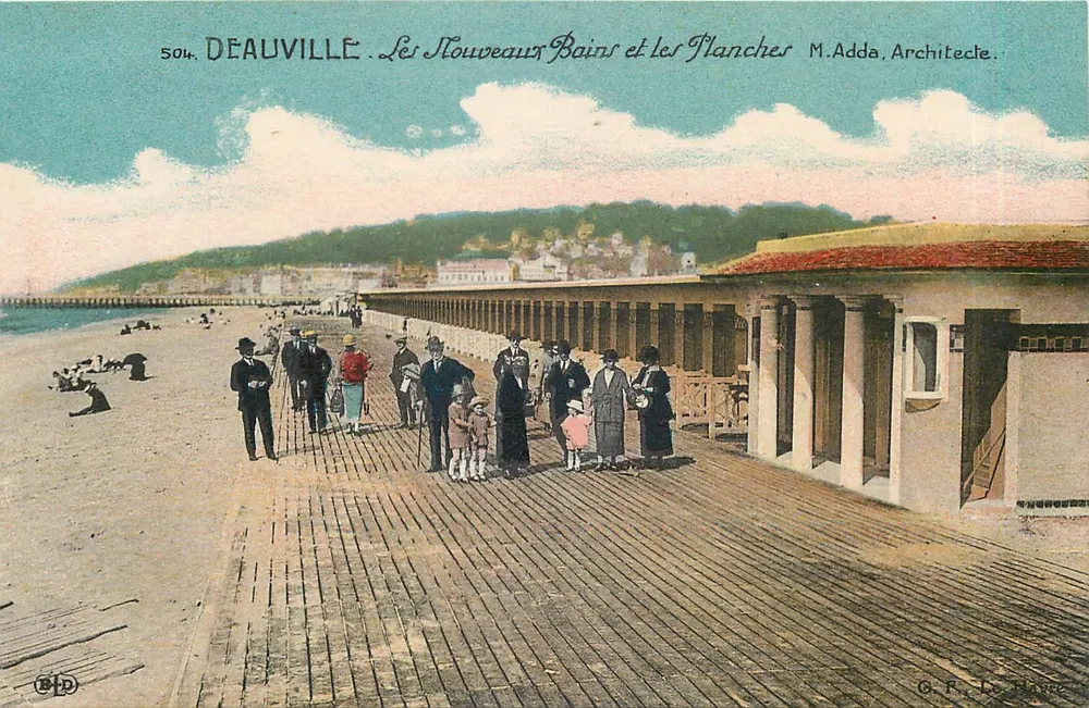Deauville — Les Nouveaux Bains et les Planches — M. Adda, Architecte. - Recto