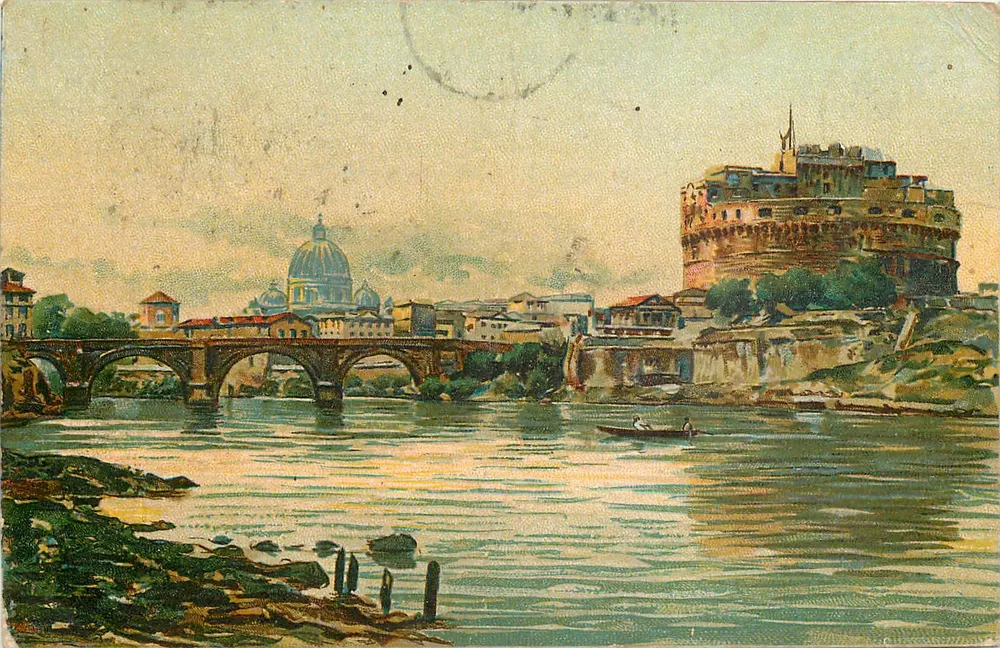 Rom — Ponte Sant'Angelo und die Kuppel von St. Peter — Artolina Postale Internazionale - Vorderseite