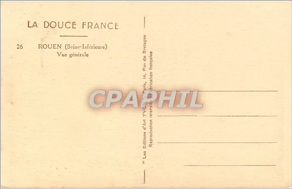 Rouen — Vista geral — Les Editions d'Art YVCN, Paris - Verso