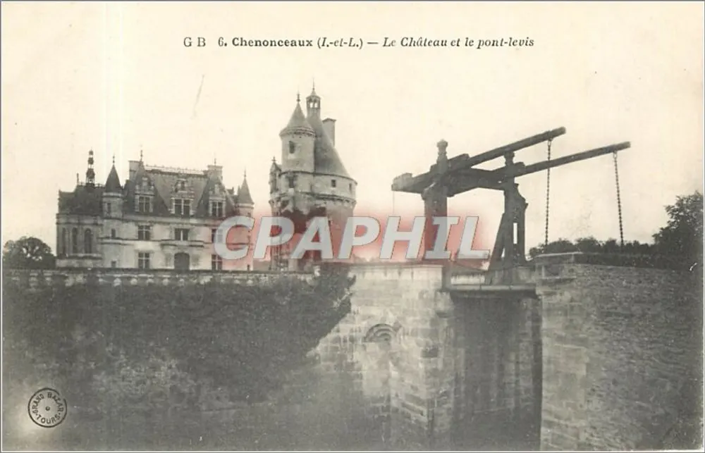 Chenonceaux (Loire-et-Loire) — Le Château et le pont-levis — G.B. Tournes - Recto