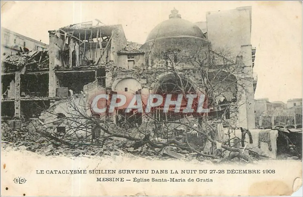 Messina — Kirche Santa-Maria de Gratia — Sizilianischer Kataklasmus vom 27.-28. Dezember 1908 - Vorderseite