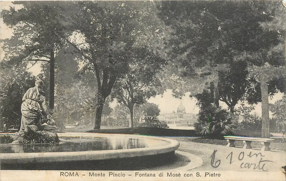 Roma - Monte Pincio - Fontana di Mosè con S. Pietro — D. Malesari - Roma - Vorderseite