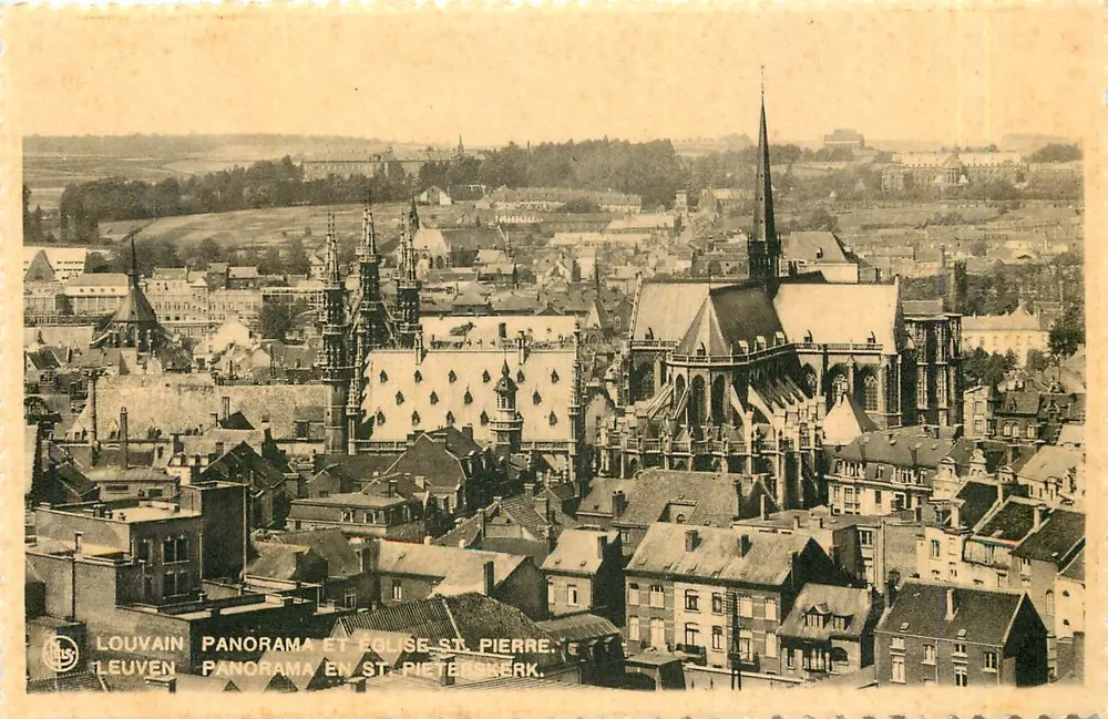 Louvain - Panorama y iglesia de San Pedro — Louvain, Leuven, San Pedro — editor Thill, Bruselas, n° 6 - Anverso