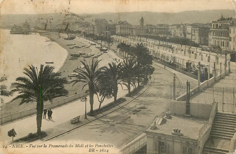 Nice - Blick auf die Promenade du Midi und die Poncbettes — BR - 1614 - Vorderseite