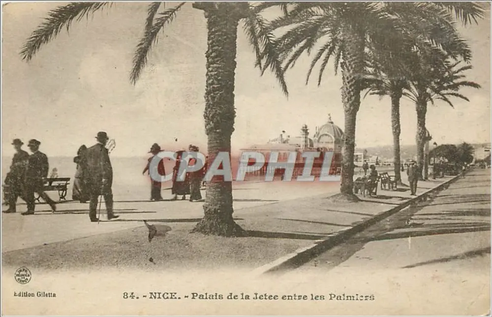 NICE - Palacio de la Darsena entre los Palmeras — Edición Gilletta, n° 84 - Anverso