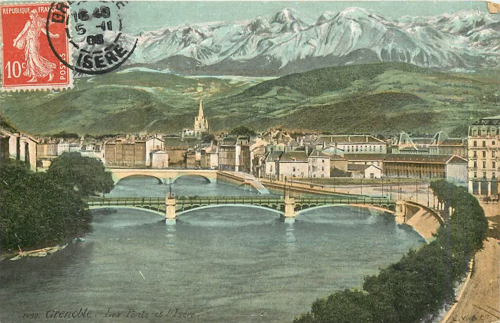 Grenoble — Os Pontes e a Isère — L.V. & C° - Frente