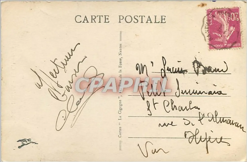 NANTES - A Catedral — 196 — editor Cartas 'La Cigogne' - Verso
