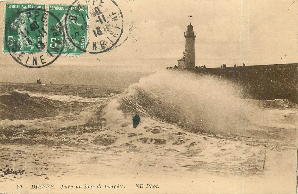 Dieppe — Pontão em um dia de tempestade — ND Phot. - Frente