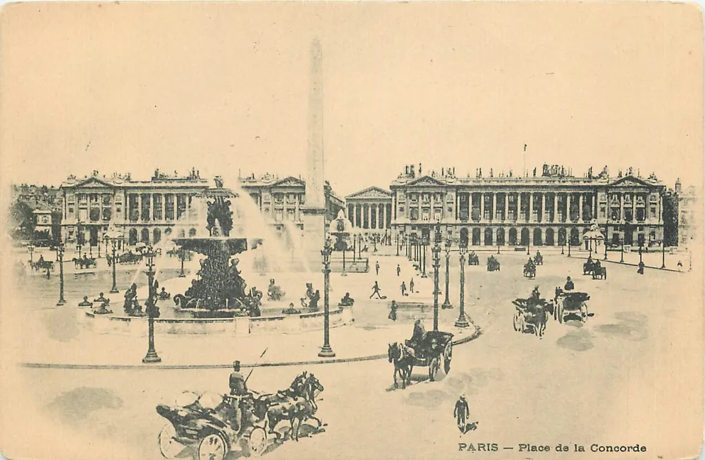 PARIS — Place de la Concorde — vue avec la Fontaine de la Concorde et l'Obélisque - Awers