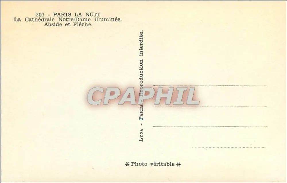 Paris nachts — Die beleuchtete Kathedrale Notre-Dame. Apse und Spitztürme — Lyna - Rückseite