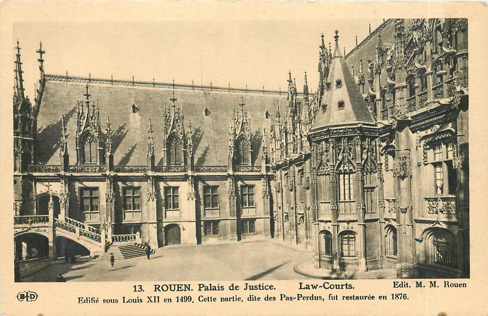 Rouen. Palácio de Justiça — Parte dos Pas-Perdus restaurada em 1876 — Edit. M. M. Rouen, n°13 - Frente