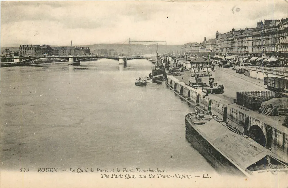 Rouen — Le Quai de Paris et le Pont Transbordeur — LL. n°143 - Recto