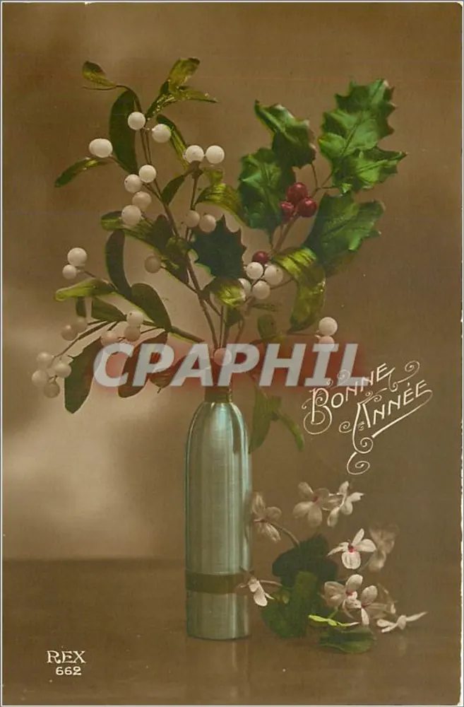 Holly and Flowers Bouquet — REX 662 — Publisher REX - Front