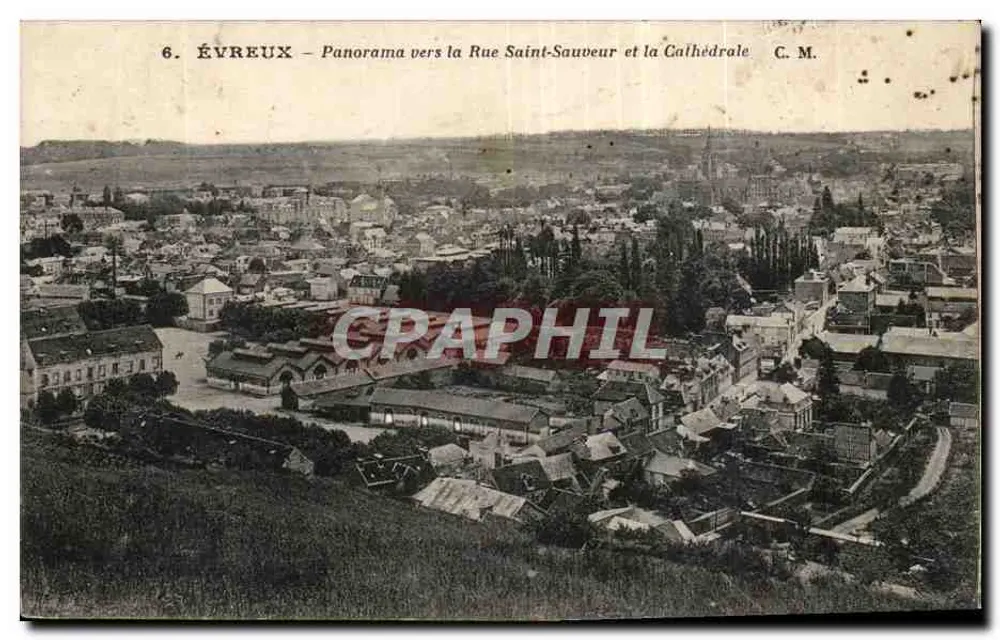 Évreux — Panorama in Richtung Rue Saint-Sauveur und die Kathedrale — C. M. - Vorderseite