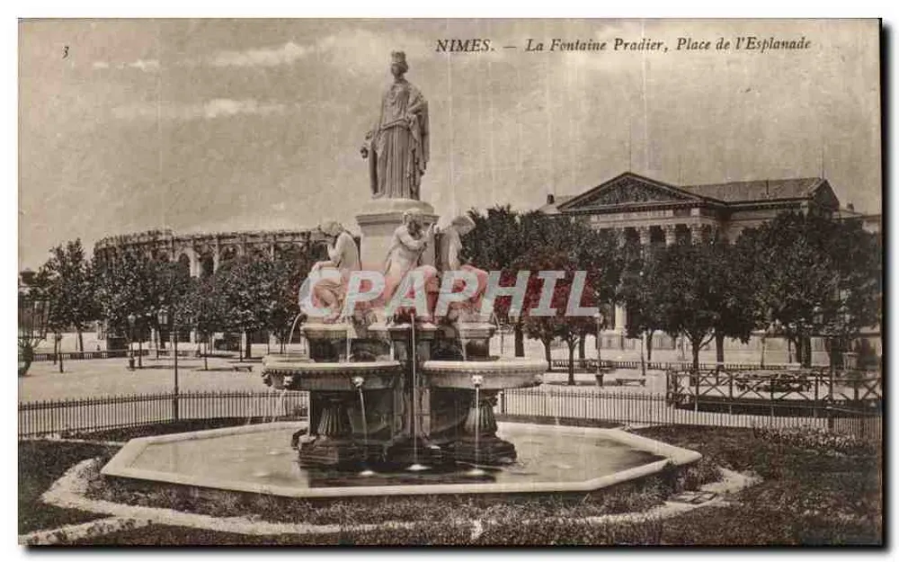 Nîmes — Fontaine Pradier, Place de l'Esplanade — editor não identificado, n° de série 3 - Frente
