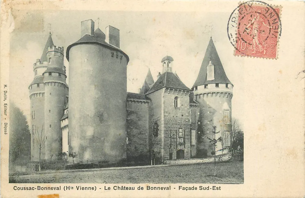 Coussac-Bonneval (H¹⁸ Vienne) — Schloss Bonneval — Südostfassade — H. Durin, Verleger - Vorderseite