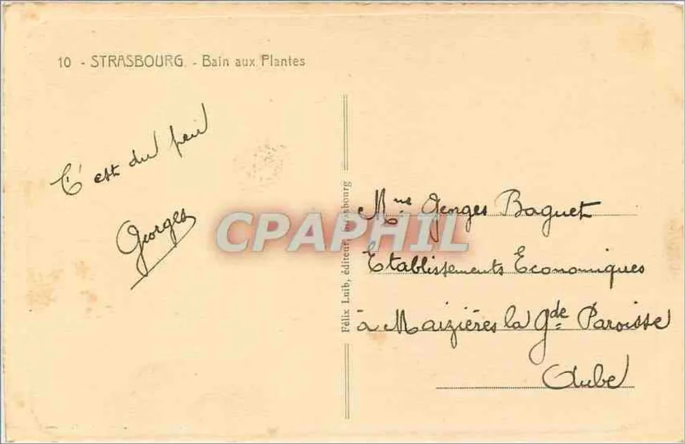 Estrasburgo - Banho das Plantas — Editor Félix Lab, Estrasburgo, n°10 - Verso