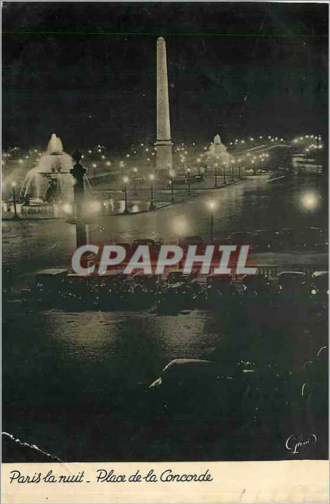 Parigi di notte - Piazza della Concorde — riproduzione — Photovelours n°453 - Recto