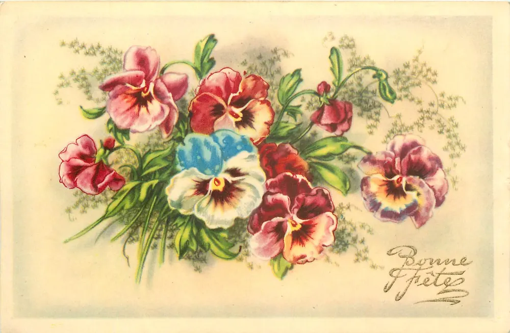 Bouquet van viooltjes — Serie Bloemen 201 — Uitgever in Frankrijk - Voorkant