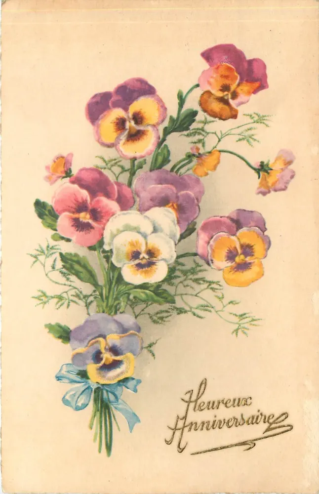 Arranjo de flores de pensão — Parabéns de aniversário — Edições Superluxe, Paris - Frente