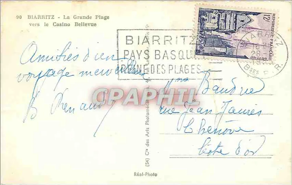 Biarritz - La Grande Plage vers le Casino Bellevue — Cap - Verso