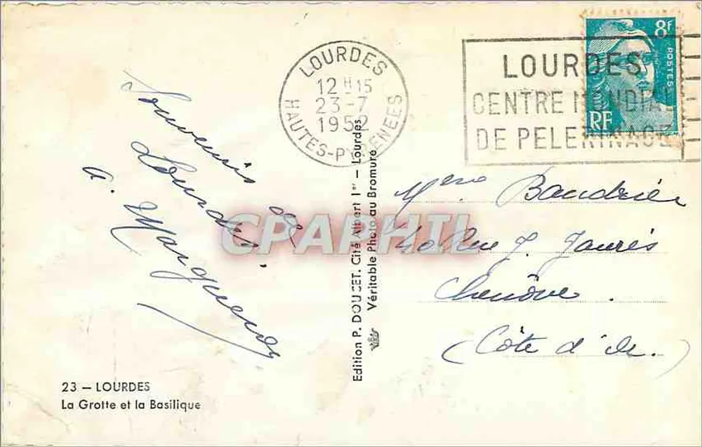 Lourdes — The Cave and the Basilica — Edition P. DOUZET, Lourdes - Back