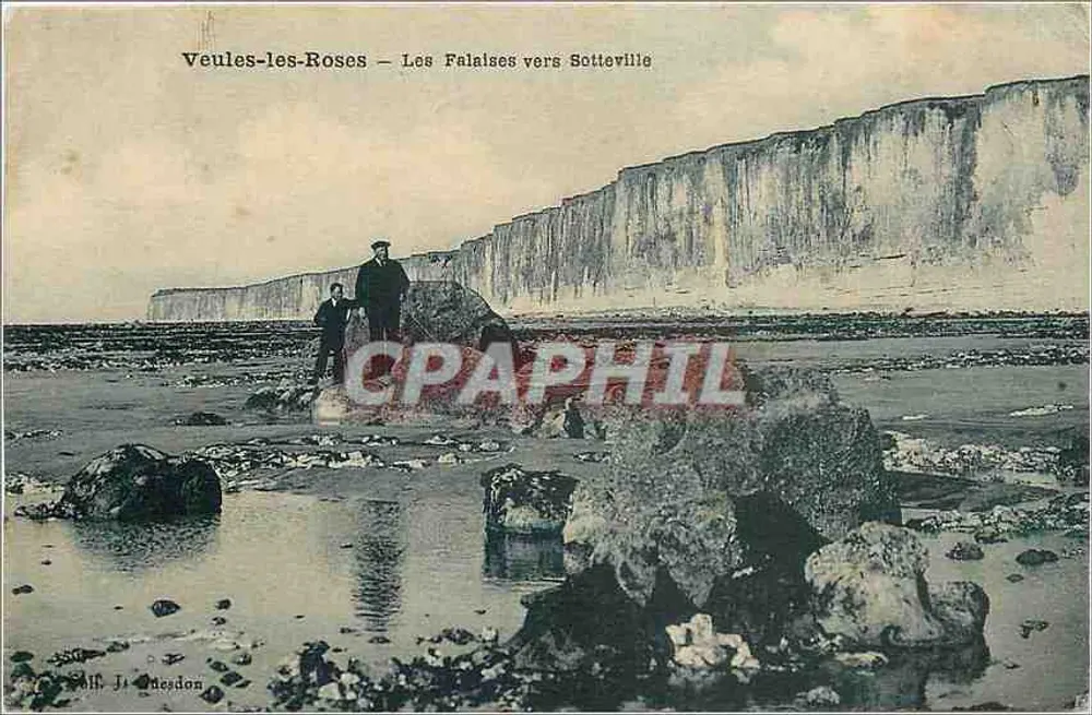 Veules-les-Roses — Les Falaises vers Sotteville — J. Odeardon - Recto