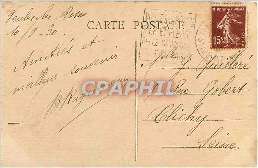 Veules-les-Roses — Les Falaises vers Sotteville — J. Odeardon - Verso