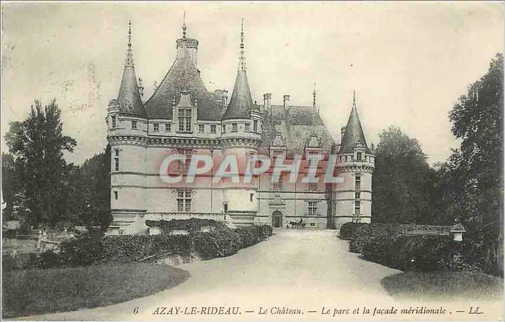 Azay-le-Rideau — Das Schloss — Der Park und die südliche Fassade — LL. - Vorderseite