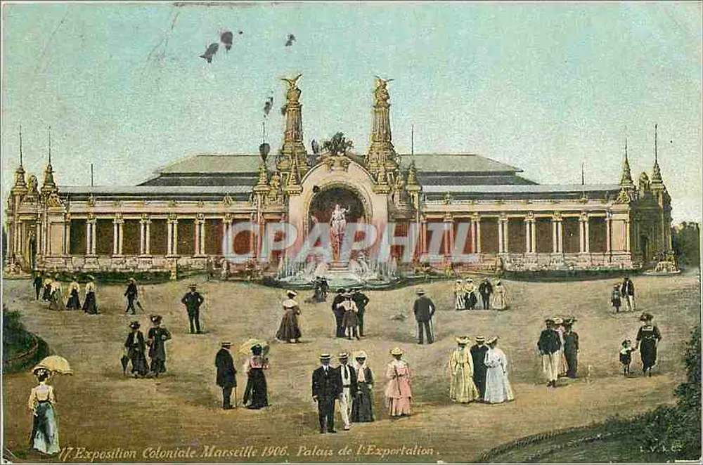Exposição Colonial de Marselha 1906 — Palácio da Exportação — Aqua-Photo L.A. & Cie - Frente