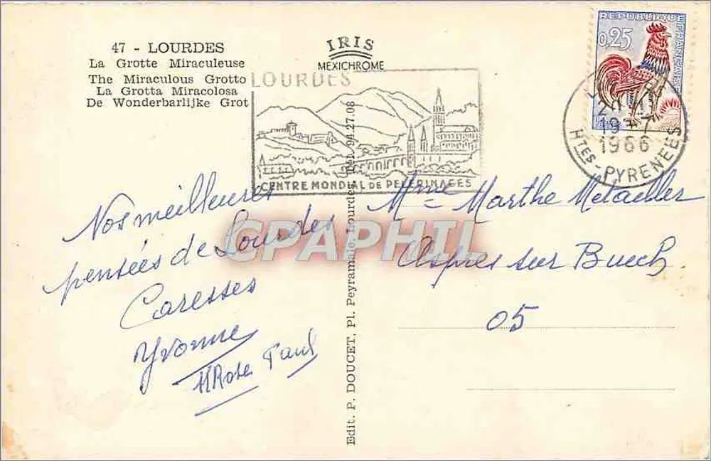 Gruta Milagrosa de Lourdes — Editor IRIS, n°47 - Verso
