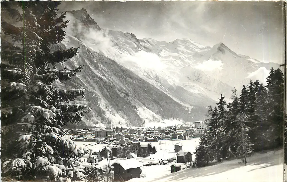 Chamonix-Mont-Blanc — allgemeine Ansicht und der Mont-Blanc — Récl. Photo - Vorderseite