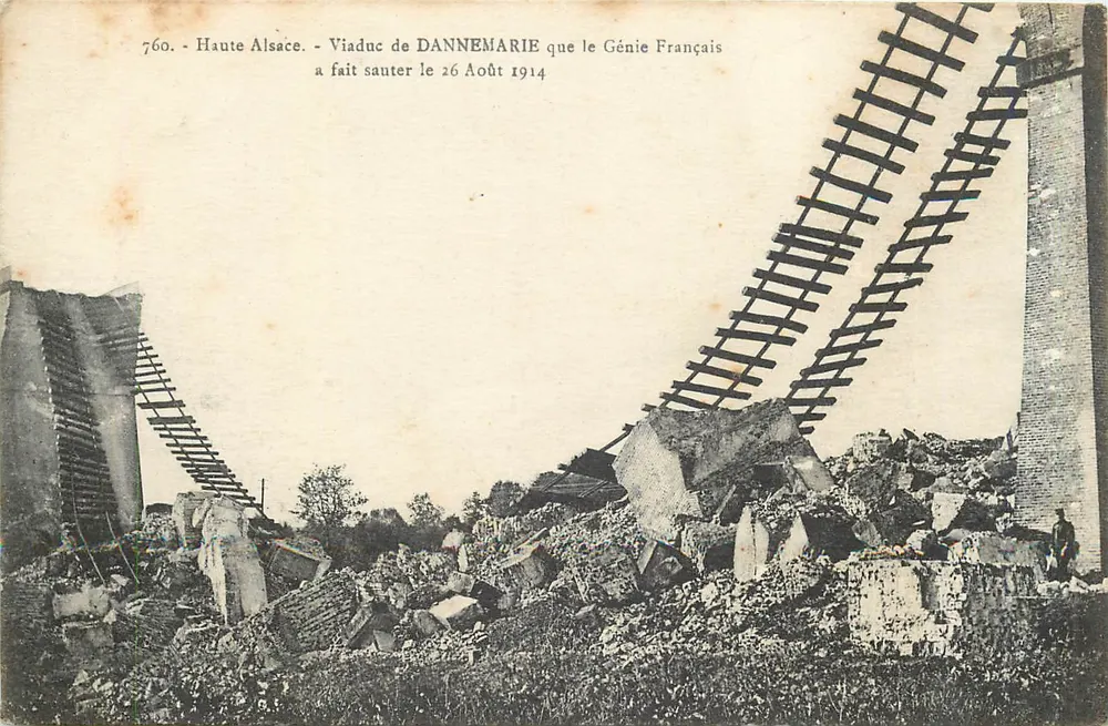 Viaduc de Dannemarie — Zerstörung durch die französischen Ingenieure am 26. August 1914 — Haute Alsace - Vorderseite