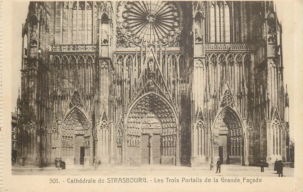 Kathedrale von Straßburg — Die drei Portale der großen Fassade — Verlag Marque, Nr. 501 - Vorderseite